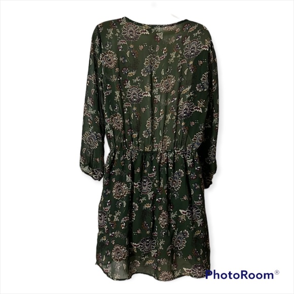 Mimi Chica Floral Midi Print Light Weight Dress Green Red White Large - Picture 3 of 6